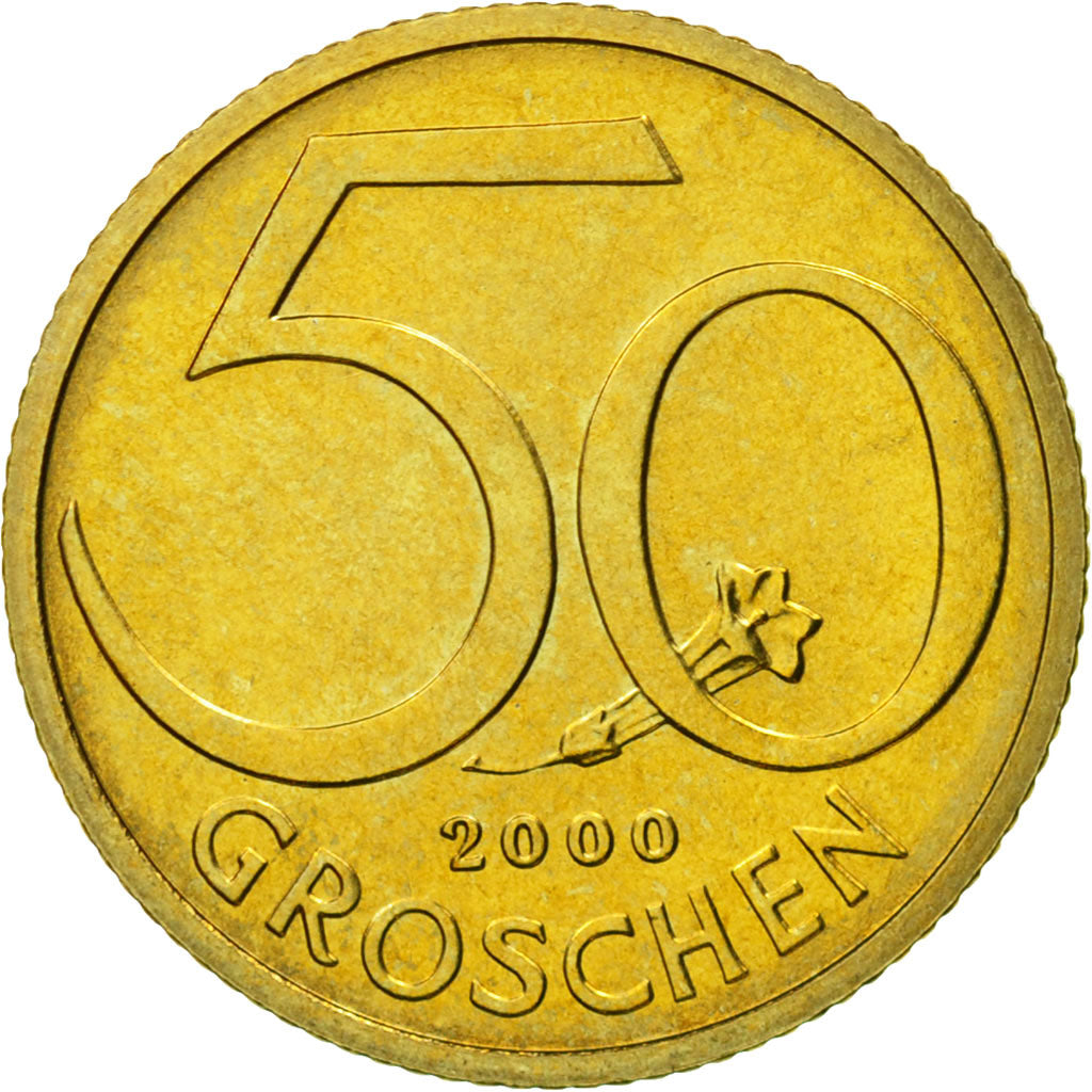 Coin, Austria, 50 Groschen, 2000, MS(63), Aluminum-Bronze, KM:2885