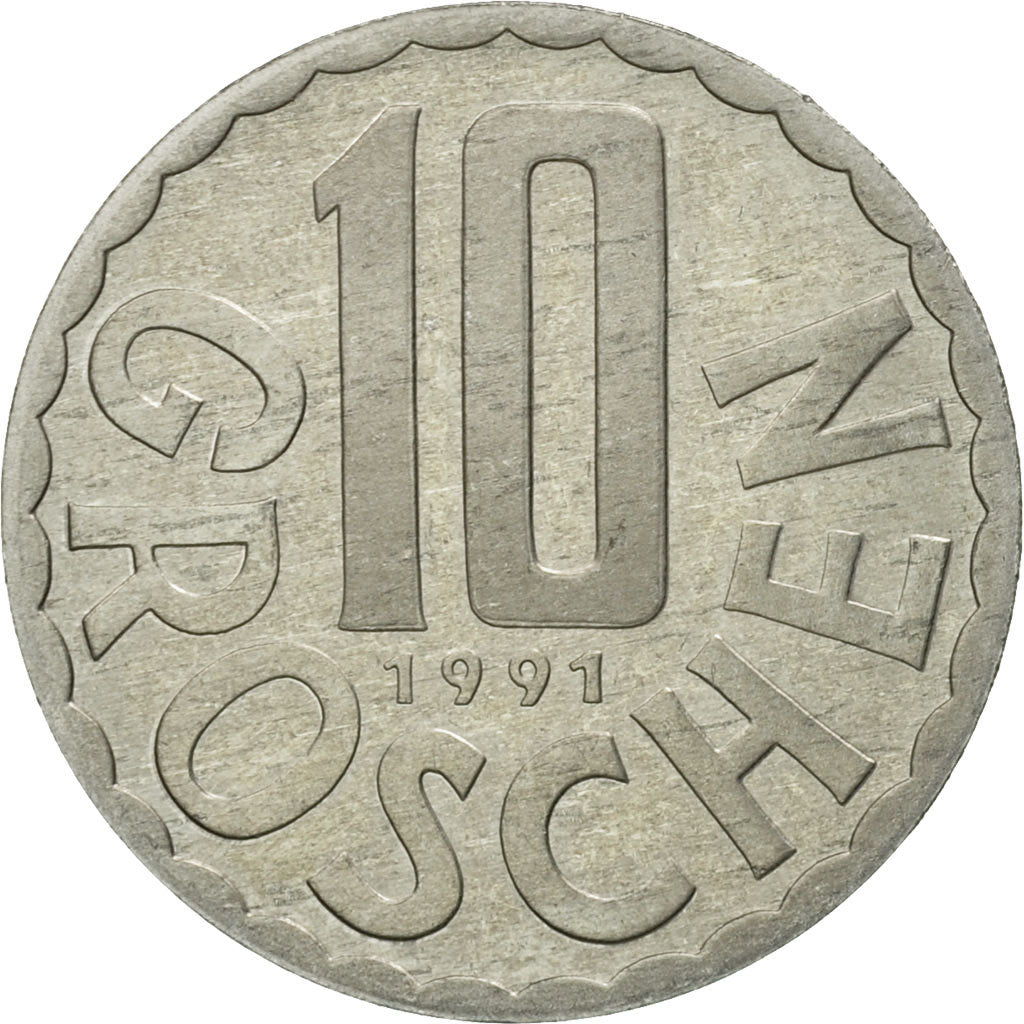 Munten, Oostenrijk, 10 Groschen, 1991, Vienna, UNC-, Aluminium, KM:2878