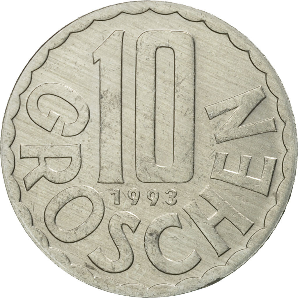 Münze, Österreich, 10 Groschen, 1993, Vienna, UNZ, Aluminium, KM:2878