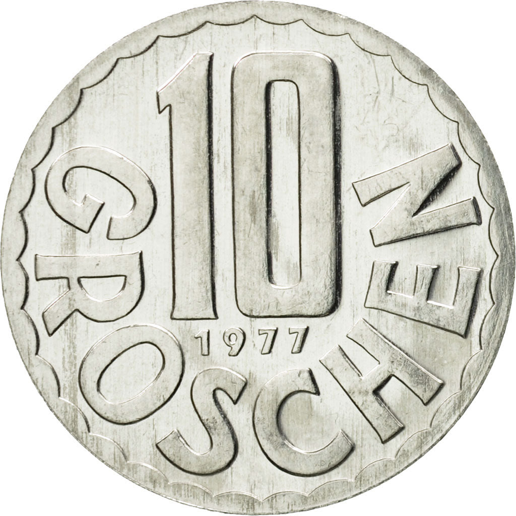 Coin, Austria, 10 Groschen, 1977, Vienna, MS(63), Aluminum, KM:2878