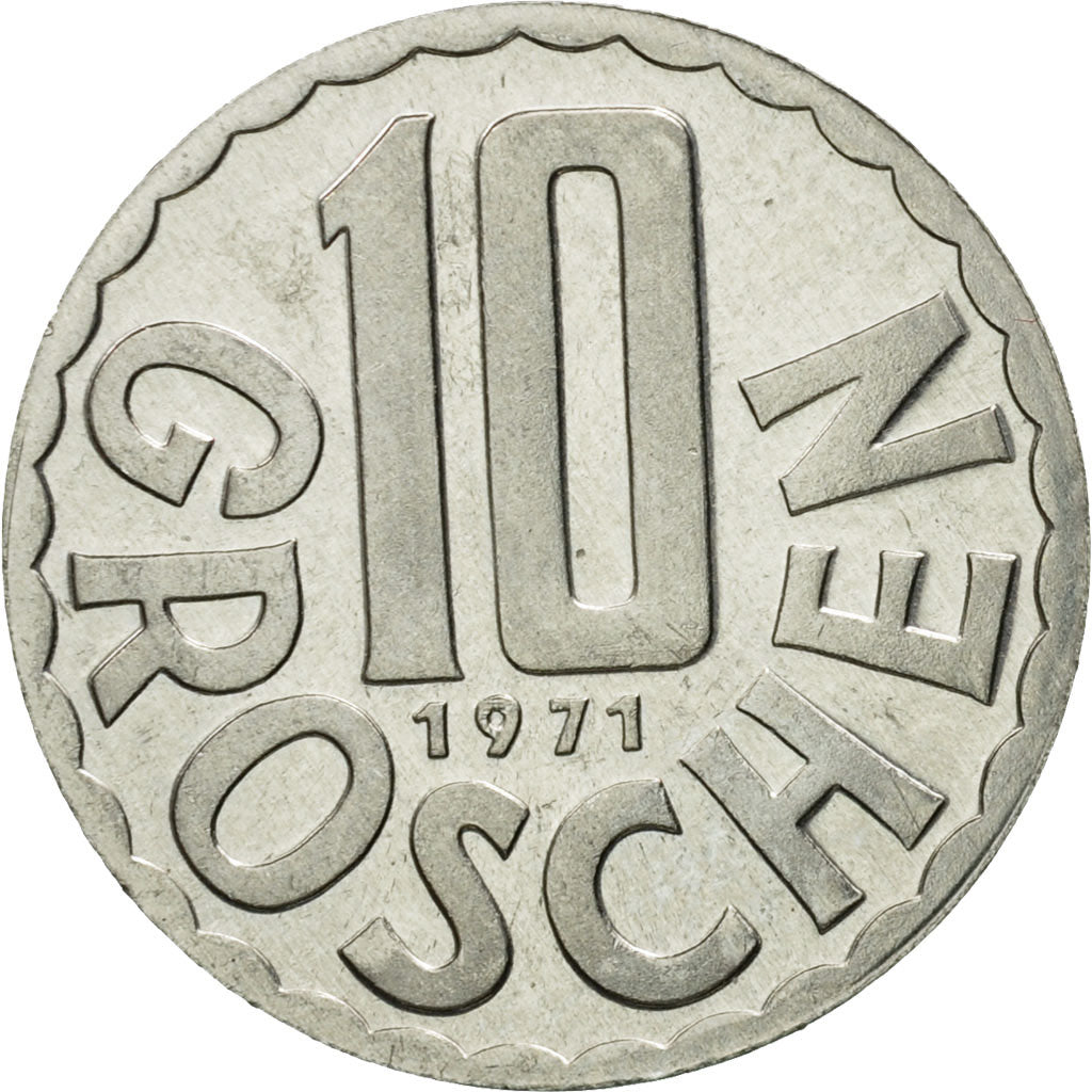 Coin, Austria, 10 Groschen, 1971, Vienna, MS(63), Aluminum, KM:2878