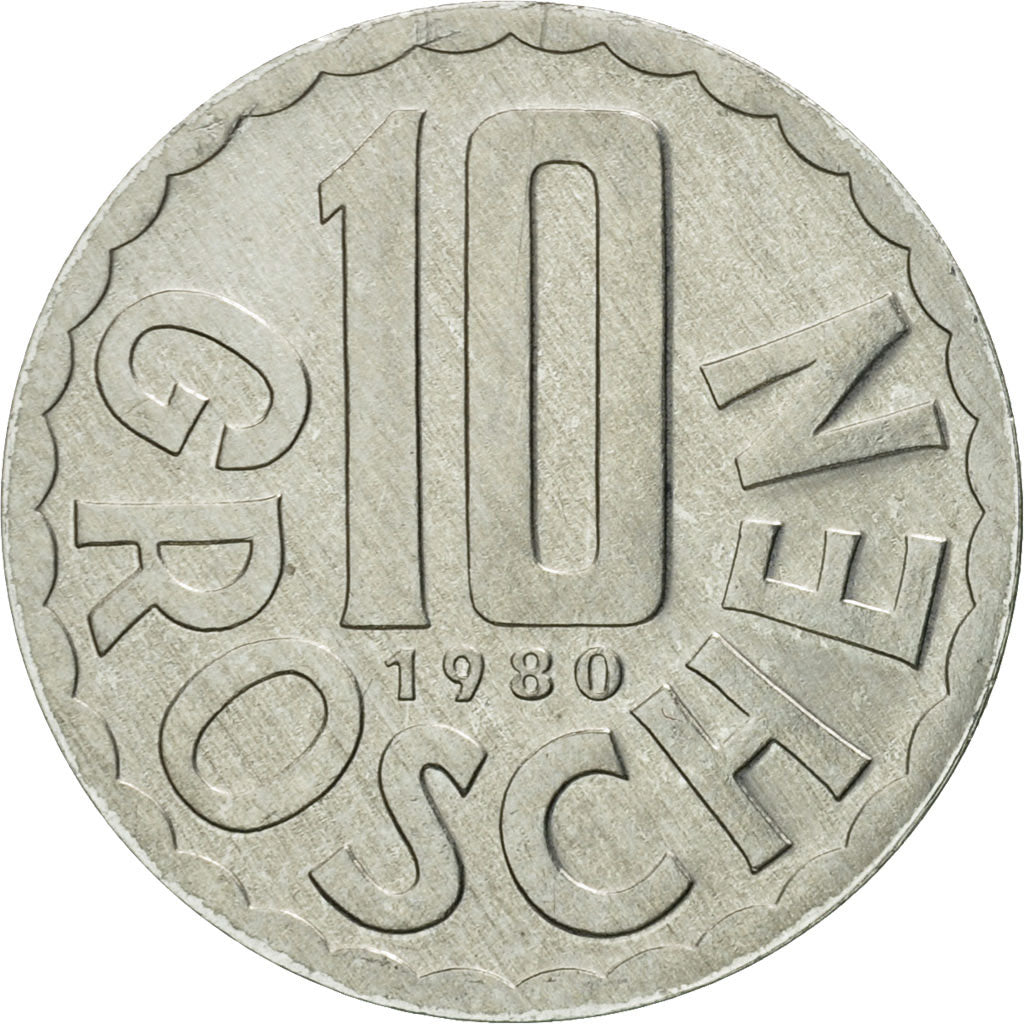 Coin, Austria, 10 Groschen, 1980, Vienna, MS(63), Aluminum, KM:2878