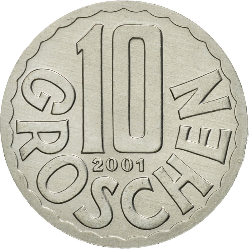 Coin, Austria, 10 Groschen, 2001, Vienna, MS(63), Aluminum, KM:2878