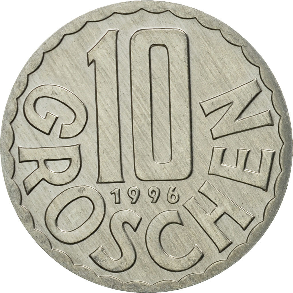 Munten, Oostenrijk, 10 Groschen, 1996, Vienna, UNC-, Aluminium, KM:2878