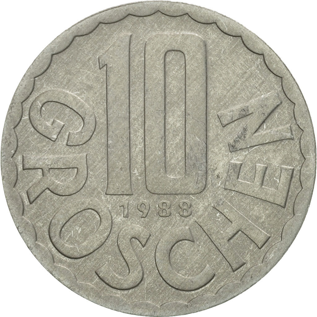 Coin, Austria, 10 Groschen, 1988, Vienna, MS(63), Aluminum, KM:2878