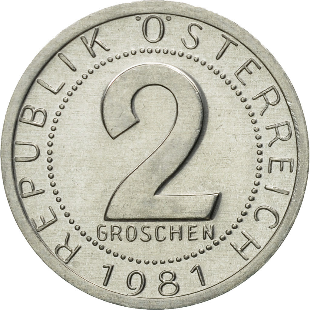 Munten, Oostenrijk, 2 Groschen, 1981, UNC-, Aluminium, KM:2876