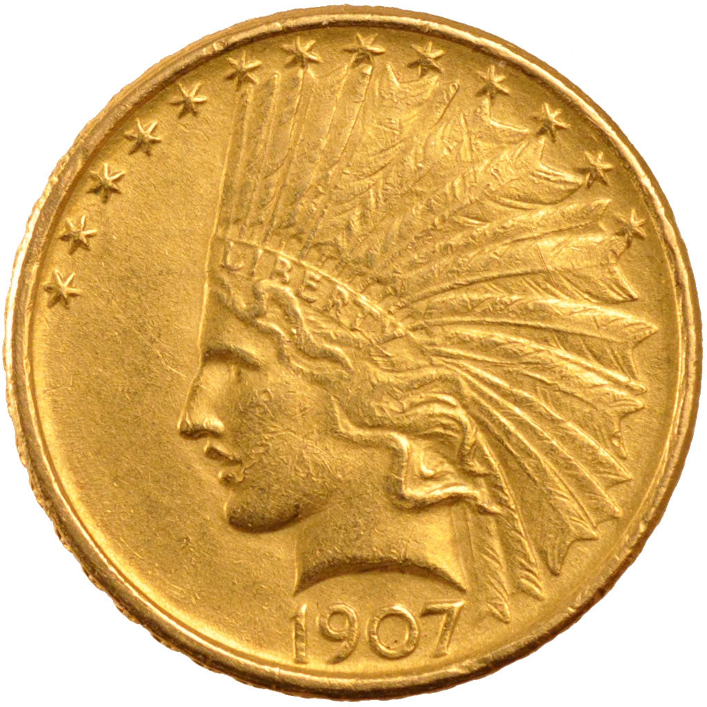 UNITED STATES, Indian Head, $10, Eagle, 1907, U.S. Mint, KM #125, AU(55-58),...