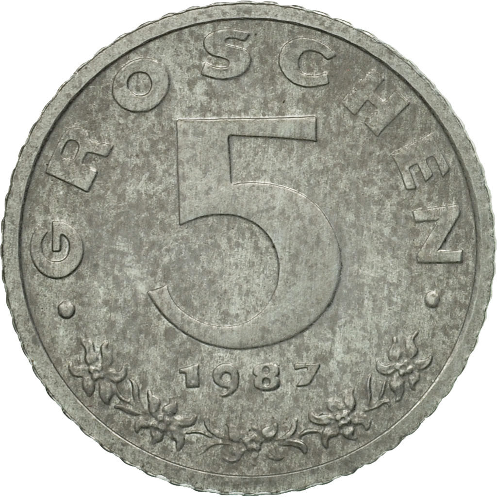Moneta, Austria, 5 Groschen, 1987, BB, Zinco, KM:2875