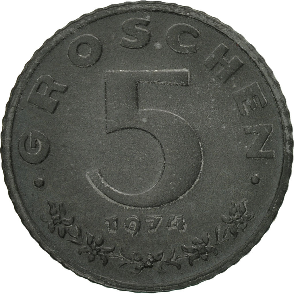 Coin, Austria, 5 Groschen, 1974, EF(40-45), Zinc, KM:2875