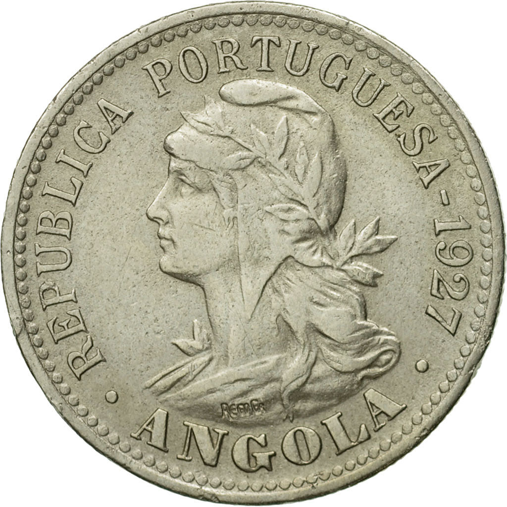 Coin, Angola, 20 Centavos, 4 Macutas, 1927, EF(40-45), Copper-nickel, KM:68