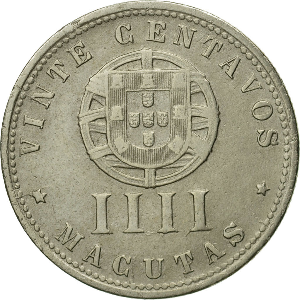 Coin, Angola, 20 Centavos, 4 Macutas, 1927, EF(40-45), Copper-nickel, KM:68