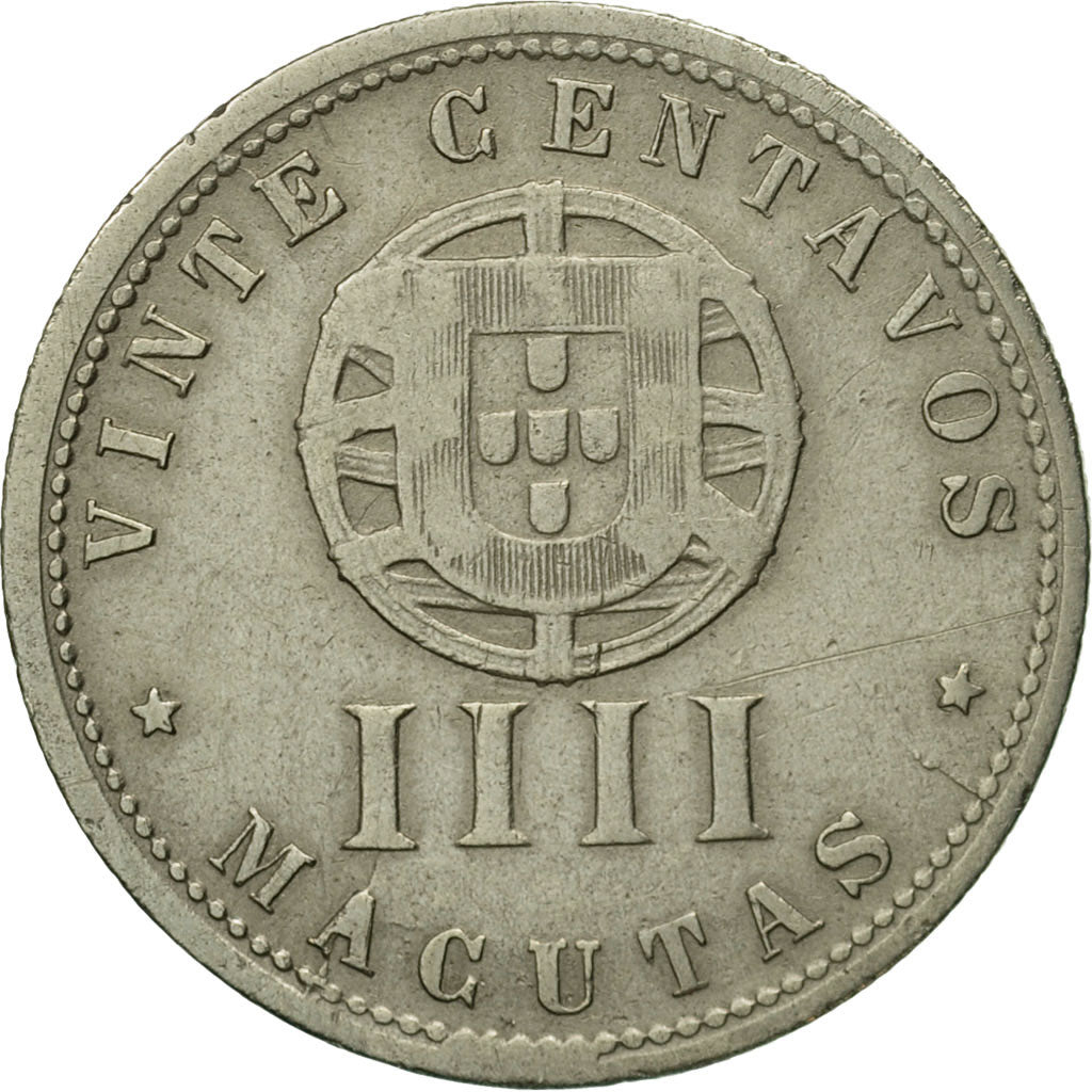 Coin, Angola, 20 Centavos, 4 Macutas, 1928, EF(40-45), Copper-nickel, KM:68