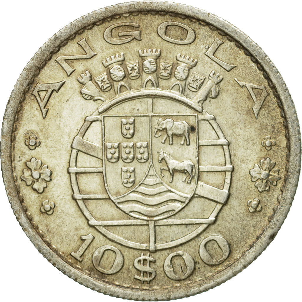 Coin, Angola, 10 Escudos, 1955, EF(40-45), Silver, KM:73