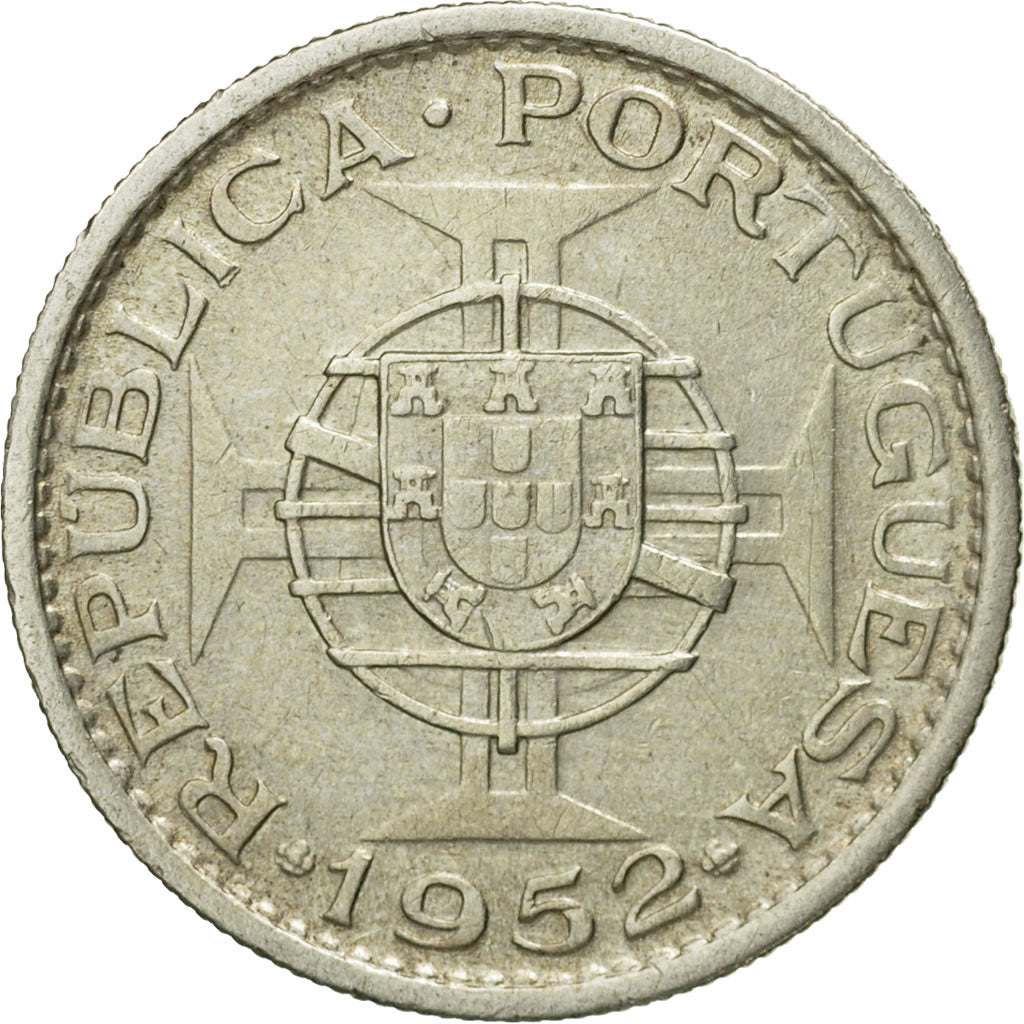 Coin, Angola, 10 Escudos, 1952, EF(40-45), Silver, KM:73