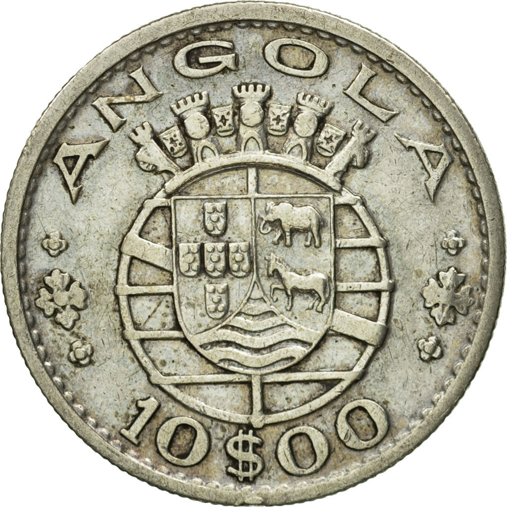 Coin, Angola, 10 Escudos, 1955, EF(40-45), Silver, KM:73