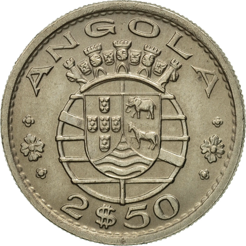Coin, Angola, 2-1/2 Escudos, 1969, EF(40-45), Copper-nickel, KM:77