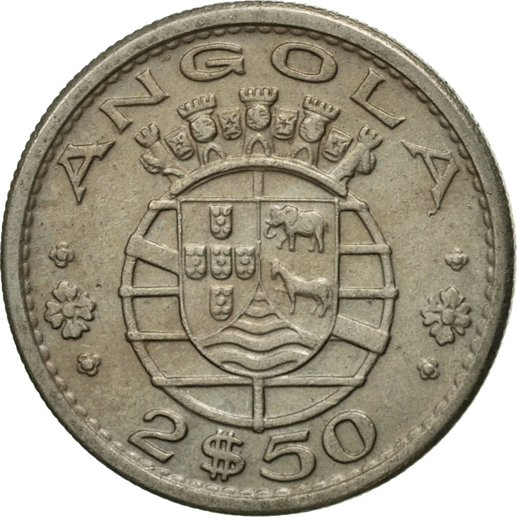 Coin, Angola, 2-1/2 Escudos, 1967, EF(40-45), Copper-nickel, KM:77