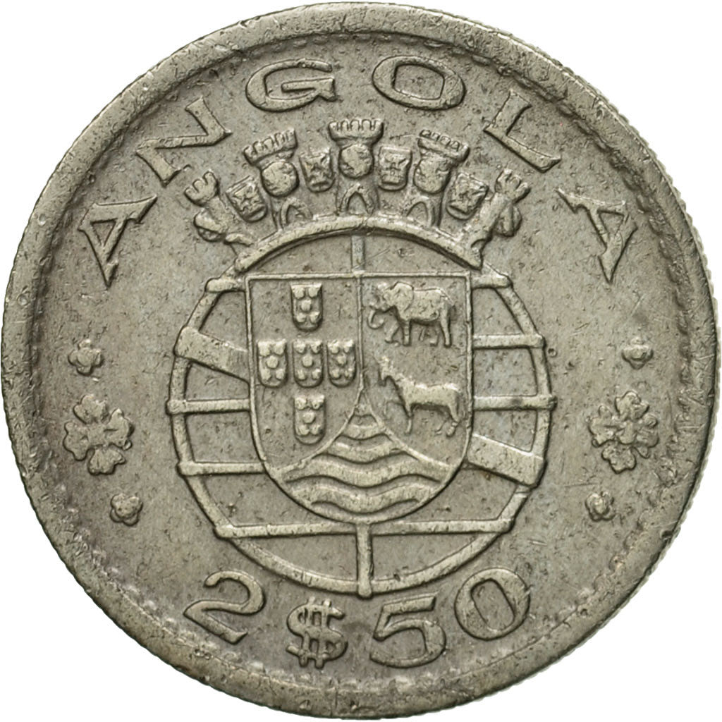 Coin, Angola, 2-1/2 Escudos, 1968, EF(40-45), Copper-nickel, KM:77