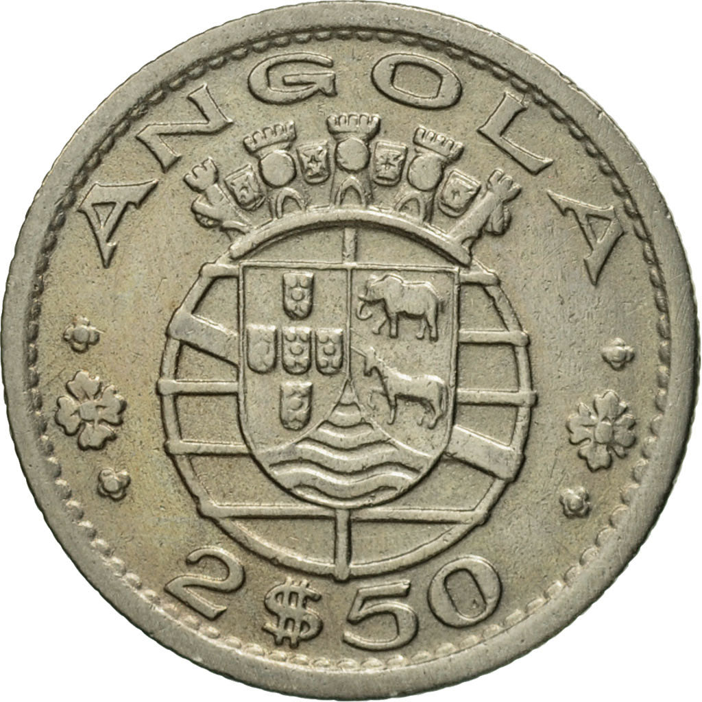 Coin, Angola, 2-1/2 Escudos, 1956, EF(40-45), Copper-nickel, KM:77