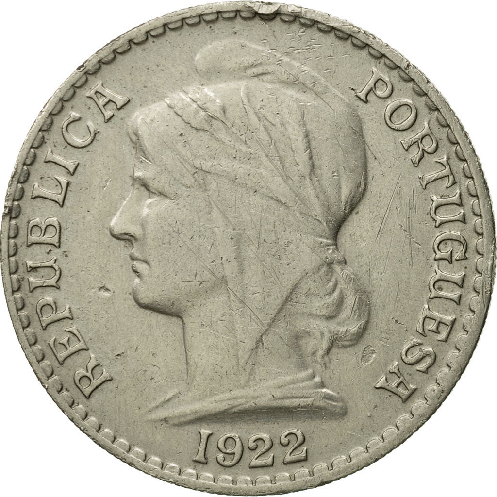 Coin, Angola, 50 Centavos, 1922, EF(40-45), Nickel, KM:65