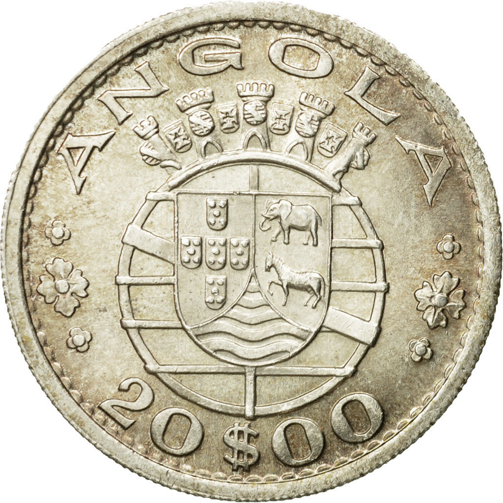 Coin, Angola, 20 Escudos, 1952, EF(40-45), Silver, KM:74
