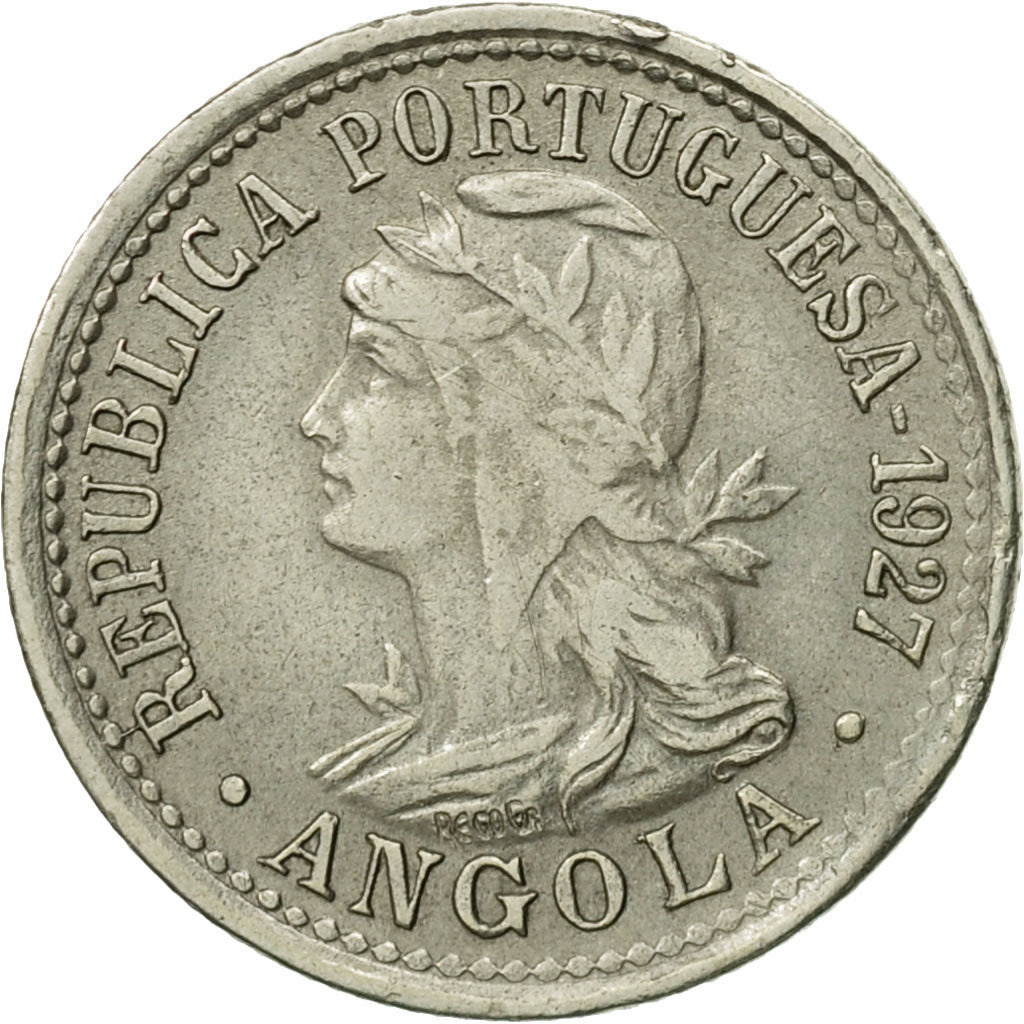 Coin, Angola, 10 Centavos, 2 Macutas, 1927, EF(40-45), Copper-nickel, KM:67