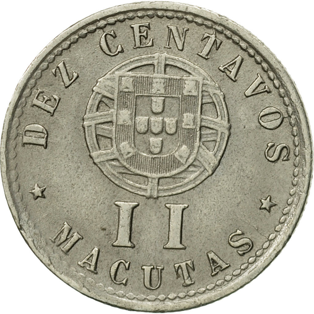 Coin, Angola, 10 Centavos, 2 Macutas, 1927, EF(40-45), Copper-nickel, KM:67