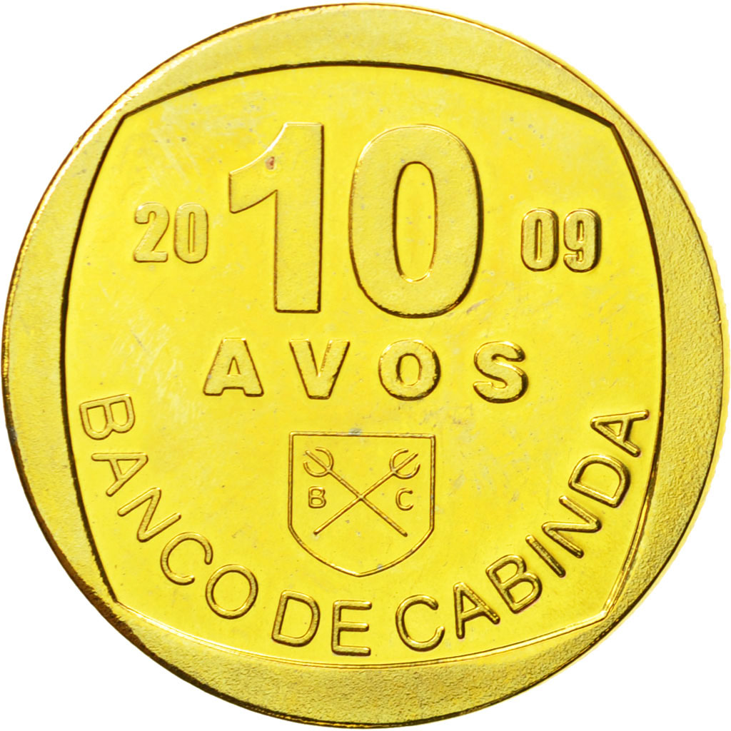 Coin, CABINDA, 10 Avos, 2009, MS(63), Brass, KM:28