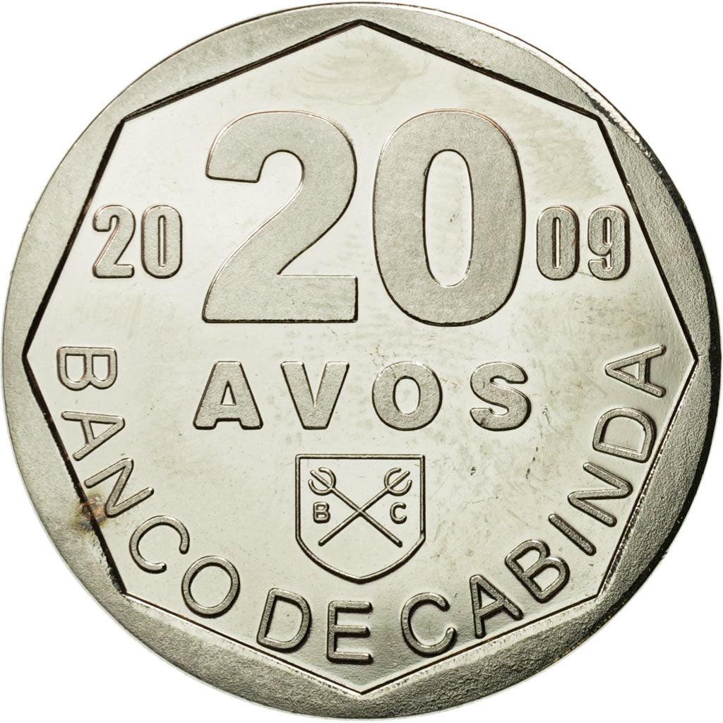 Coin, CABINDA, 20 Avos, 2009, MS(63), Nickel Clad Steel, KM:29