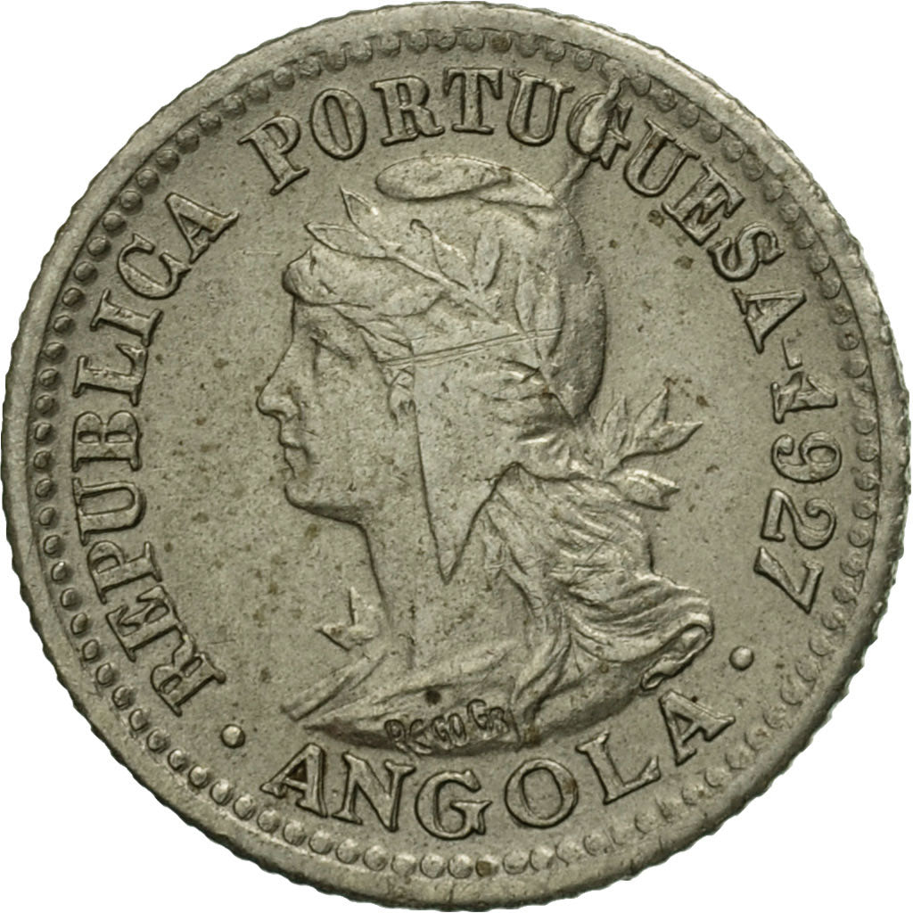 Coin, Angola, 5 Centavos, 1 Macuta, 1927, EF(40-45), Nickel-Bronze, KM:66
