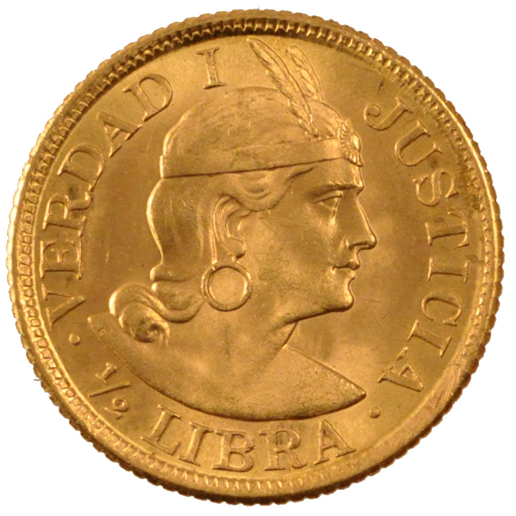 PERU, 1/2 Libra, Pound, 1964, KM #209, MS(60-62), Gold, 3.99