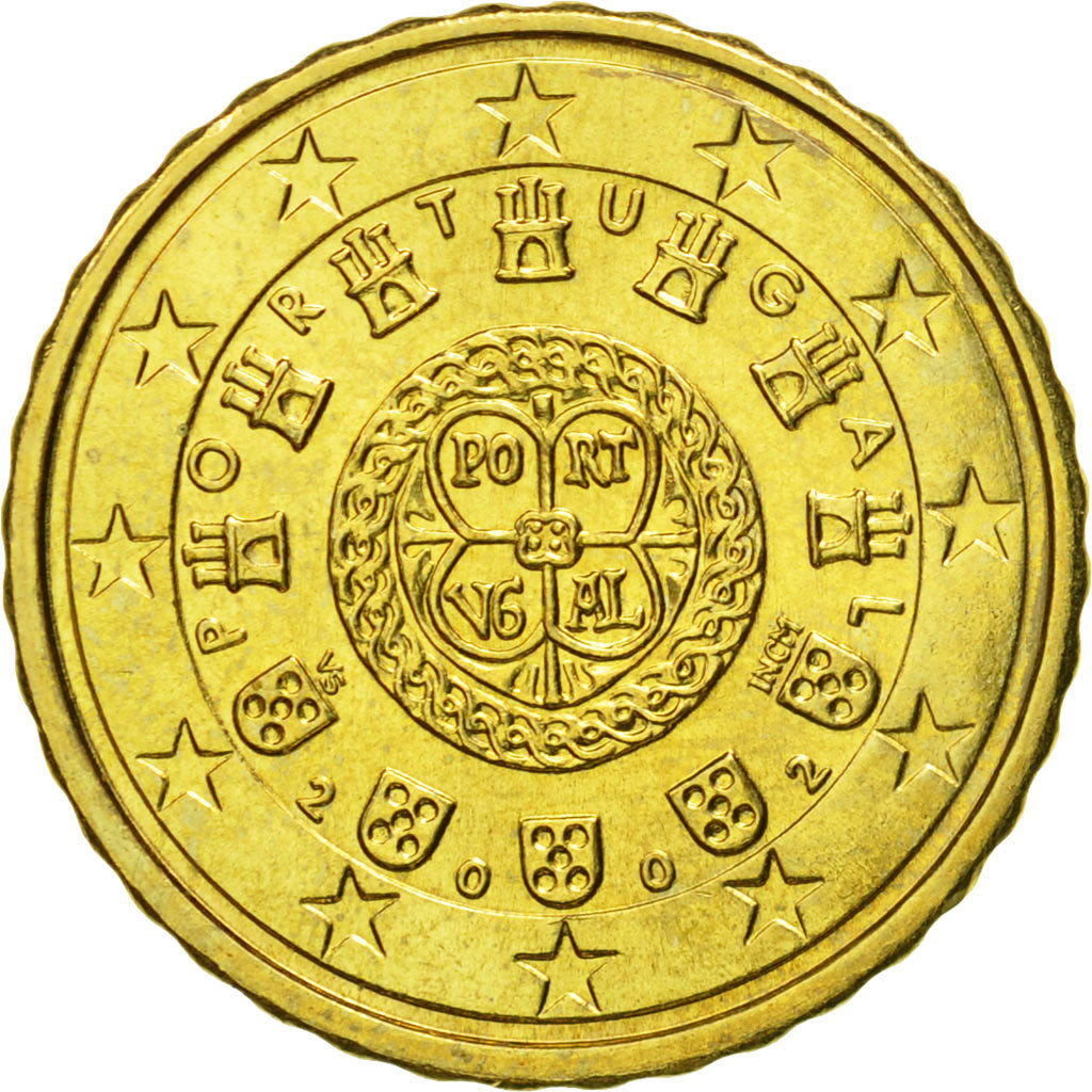 Portugal, 10 Euro Cent, 2002, Lisbon, MS(65-70), Mosiądz, KM:743