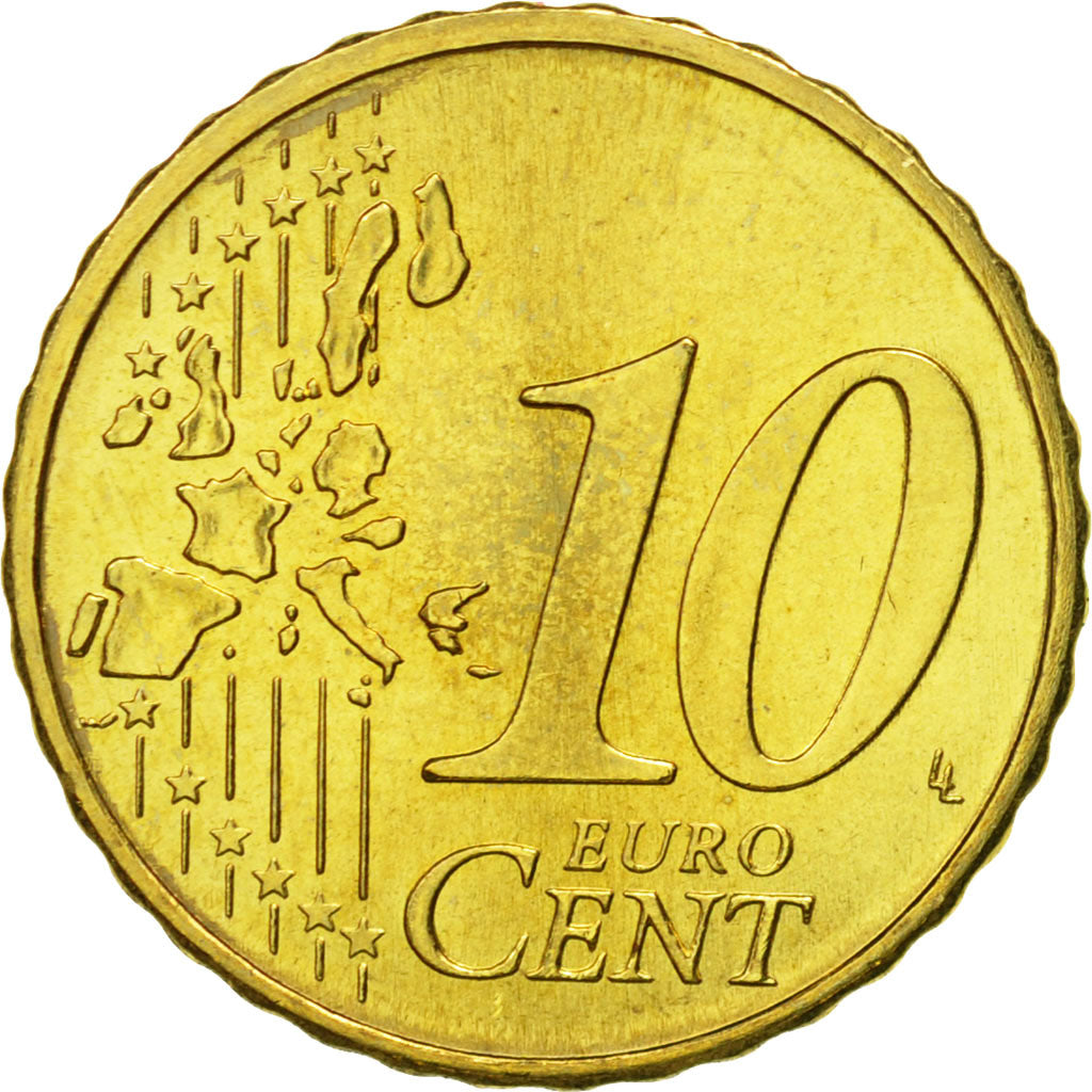 Portugal, 10 Euro Cent, 2002, Lisbon, MS(65-70), Mosiądz, KM:743
