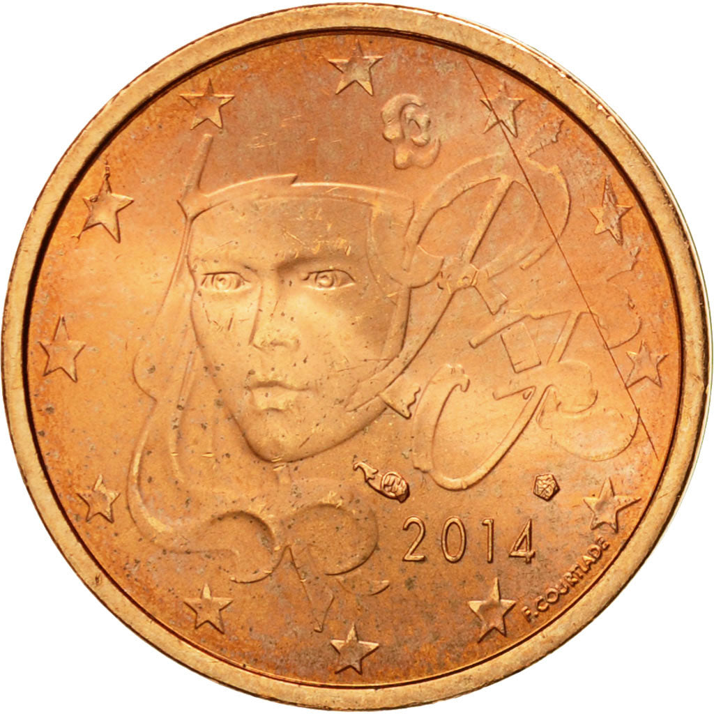 Francia, 2 Euro Cent, 2014, FDC, Acciaio placcato rame