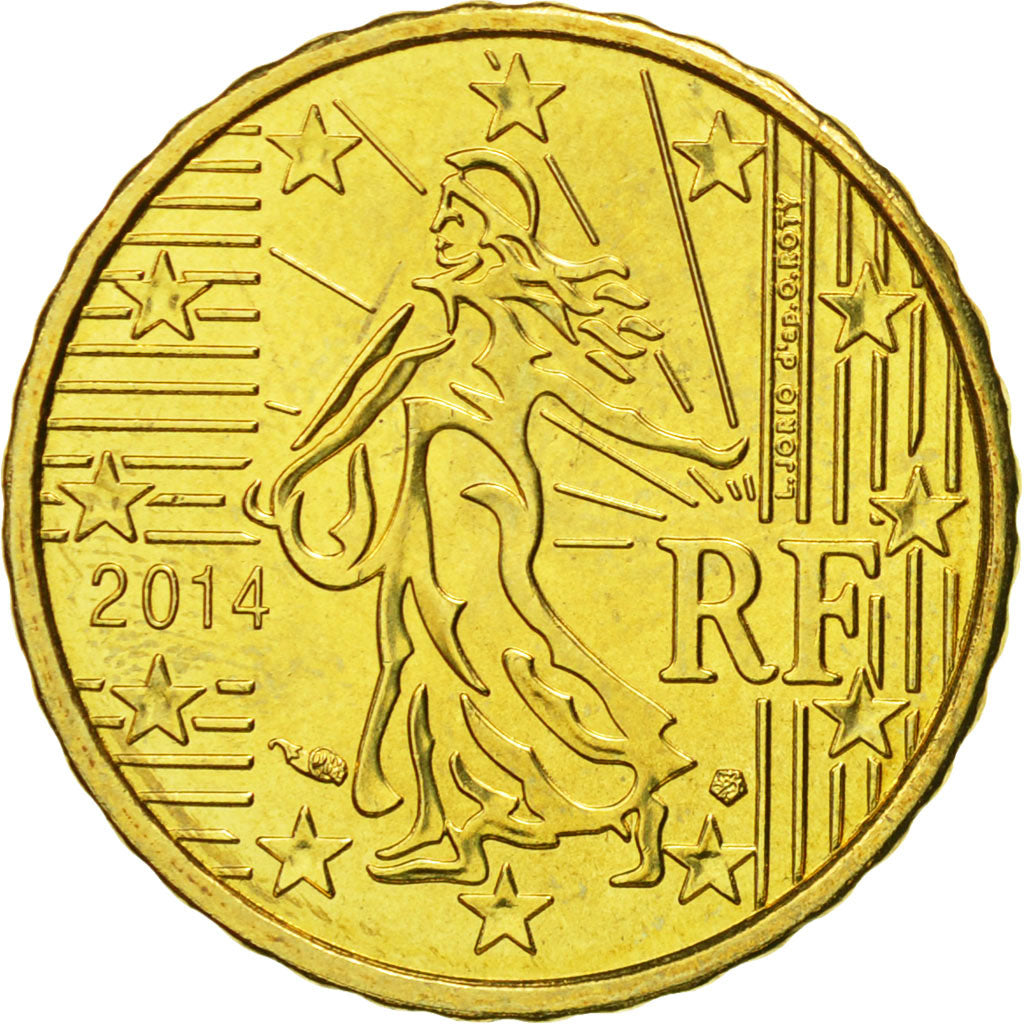 France, 10 Euro Cent, 2014, FDC, Laiton