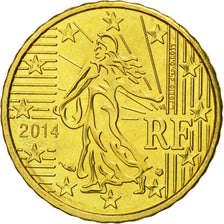 France, 10 Euro Cent, 2014, FDC, Laiton
