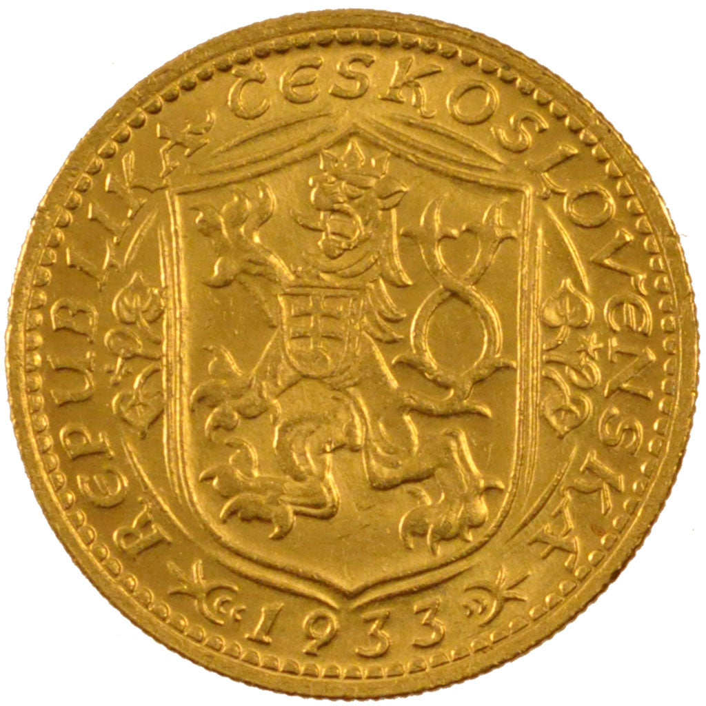 CZECHOSLOVAKIA, Dukat, 1933, KM #8, MS(60-62), Gold, 3.46