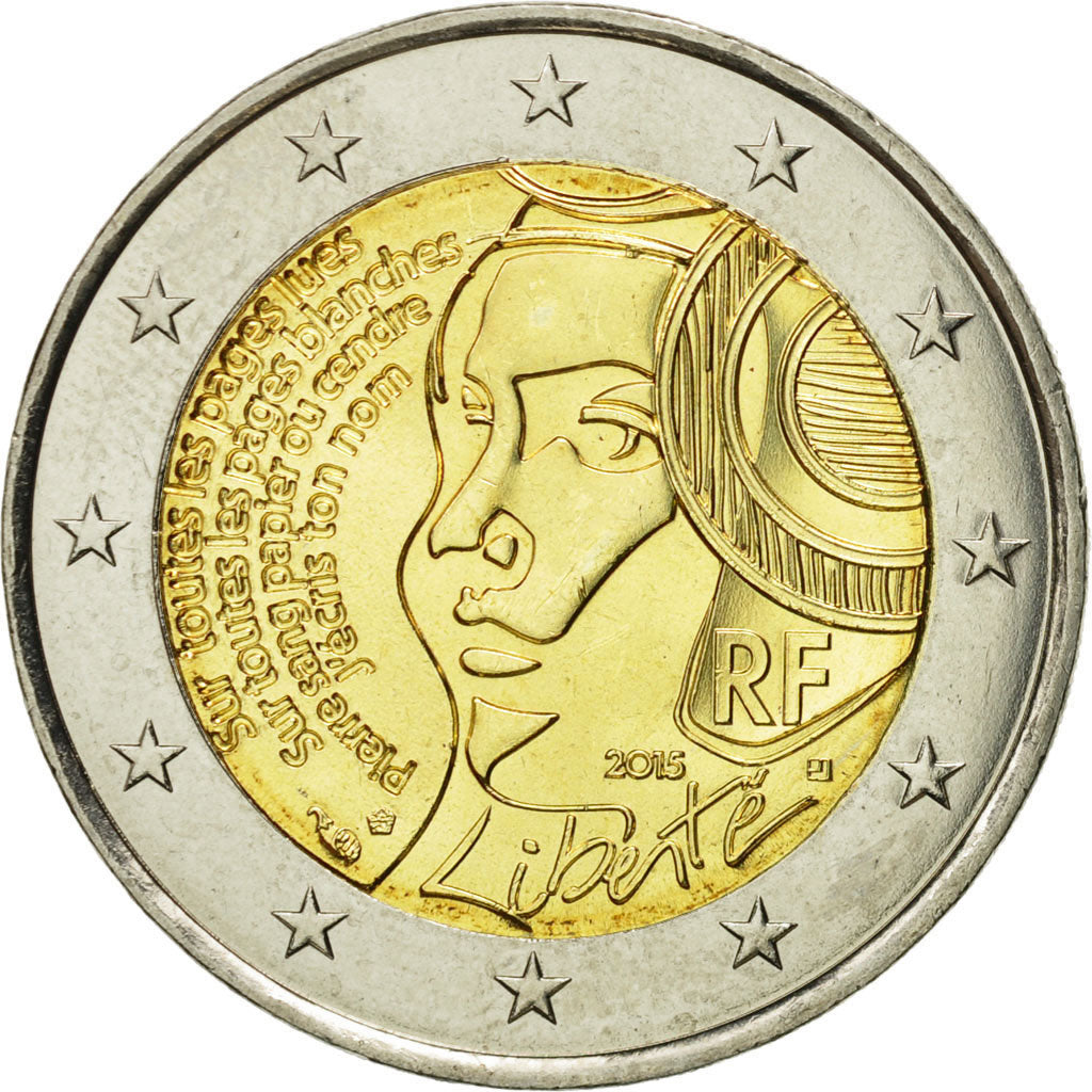France, 2 Euro, 2015, MS(65-70), Bi-Metallic