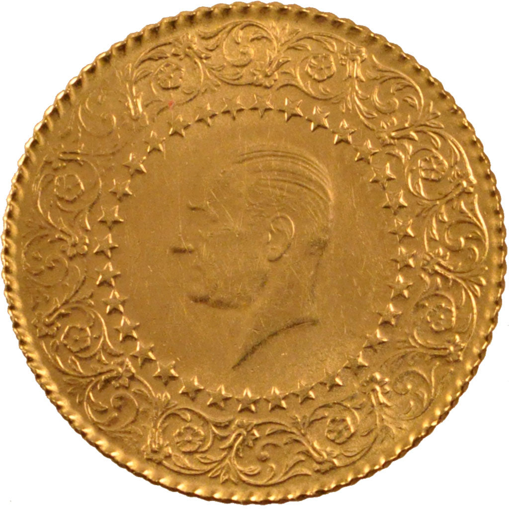 TURKEY, 50 Kurush, 1971, KM #871, AU(50-53), Gold, 3.54