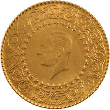 TURKEY, 50 Kurush, 1971, KM #871, AU(50-53), Gold, 3.54