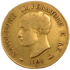 ITALIAN STATES, 40 Lire, 1808, Milan, KM #12, EF(40-45), Gold, 12.79