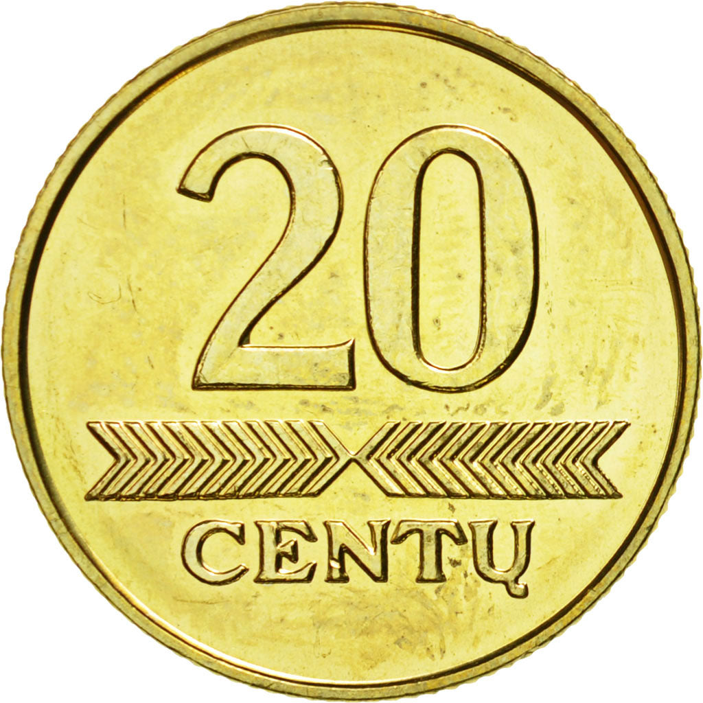Moneda, Lituania, 20 Centu, 2010, SC, Níquel - latón, KM:107