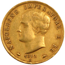 ITALIAN STATES, 40 Lire, 1812, Milan, KM #12, AU(55-58), Gold, 12.93