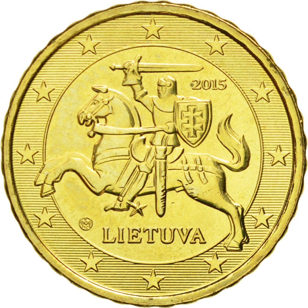 Lituania, 10 Euro Cent, 2015, FDC, Latón