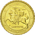 Lithuania, 10 Euro Cent, 2015, FDC, Laiton