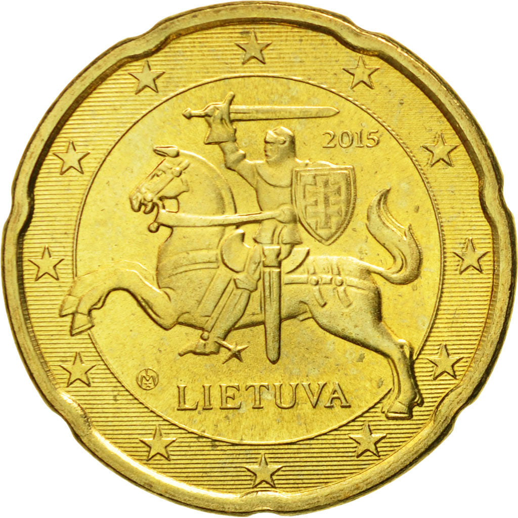 Lituania, 20 Euro Cent, 2015, FDC, Latón