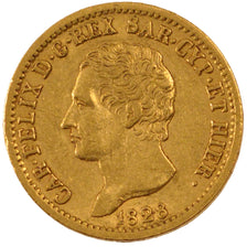 Italy, 20 Lire, 1828, Torino, KM #C#106.1, AU(55-58), Gold, 6.43