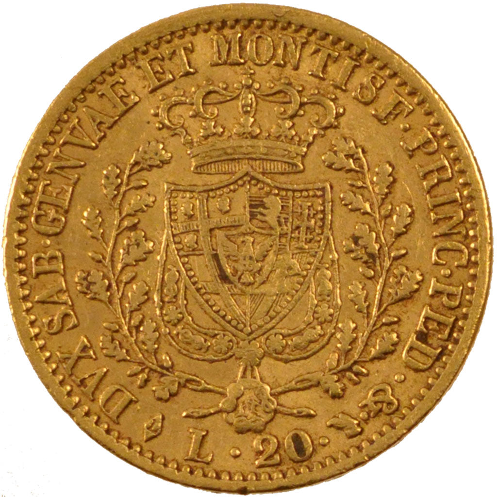 Italy, 20 Lire, 1828, Torino, KM #C#106.1, AU(55-58), Gold, 6.43