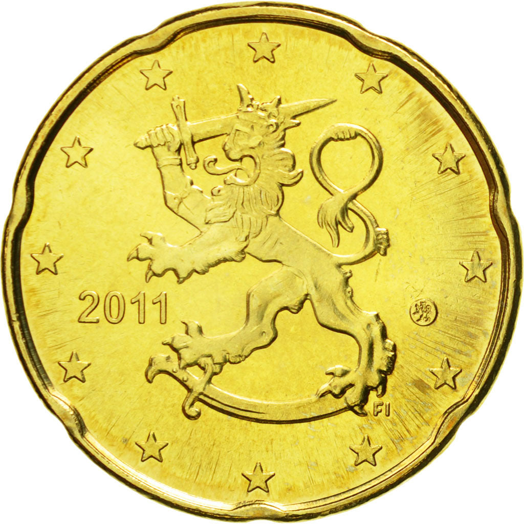Finlandia, 20 Euro Cent, 2011, FDC, Latón, KM:127