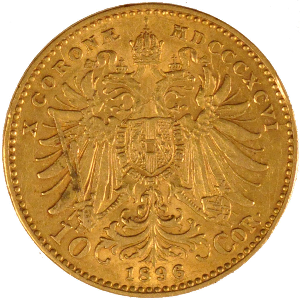 AUSTRIA, 10 Corona, 1896, KM #2805, EF(40-45), Gold, 19, 3.38
